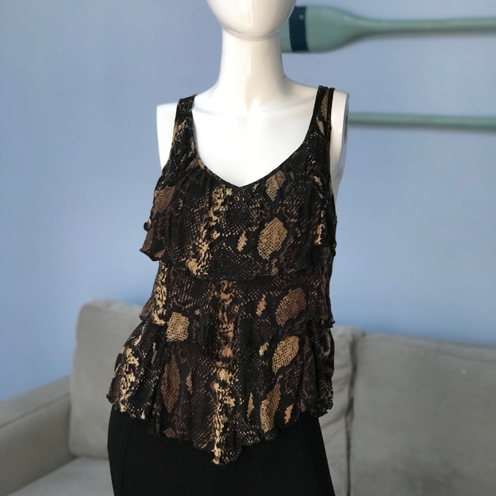 Express Sexy Leopard Print Ruffled Top